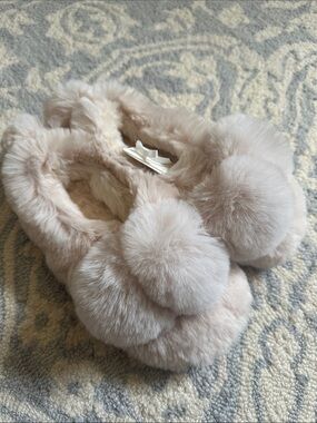 Free People Plush Pom Pom Slippers in Light Blush!